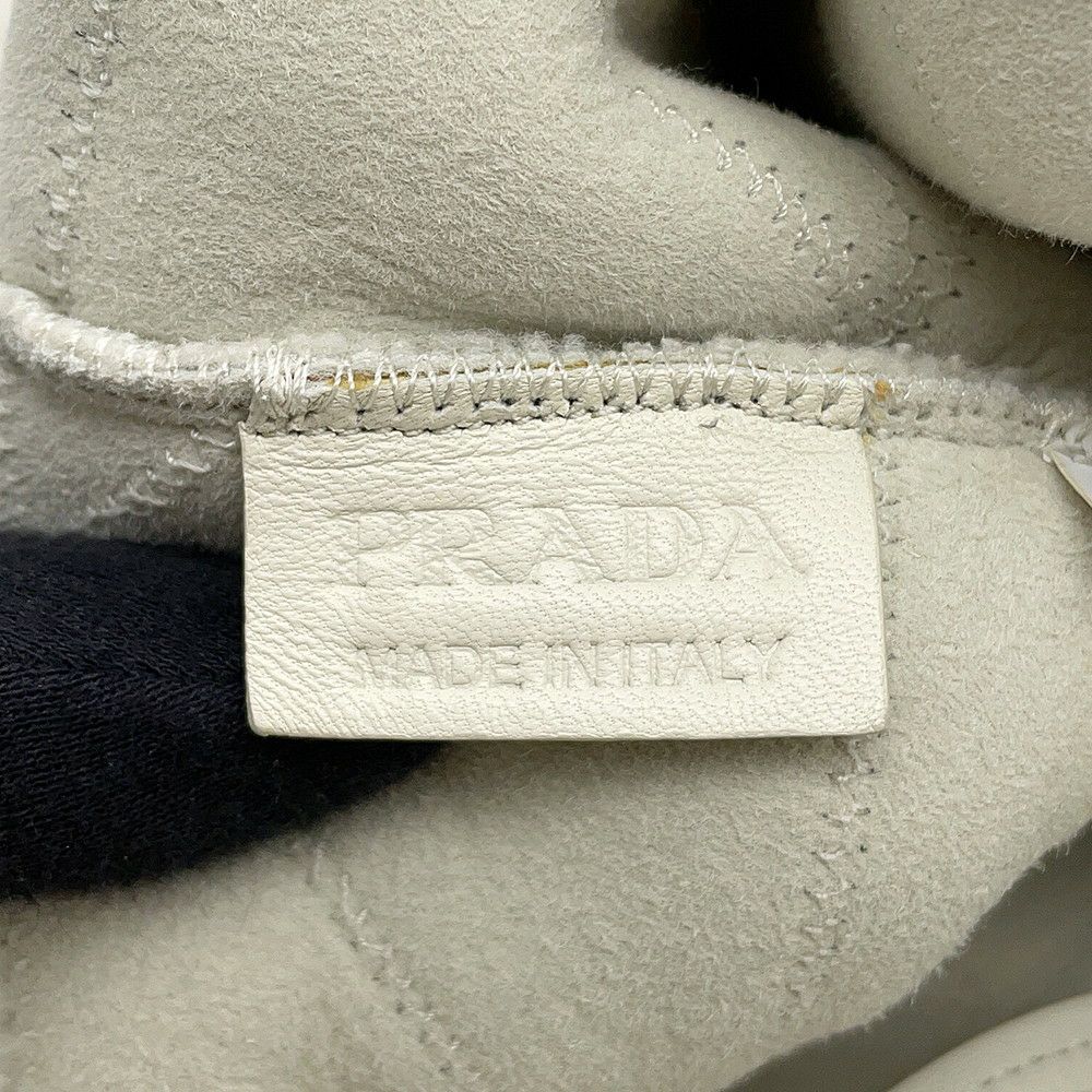 プラダ トートバッグ トライアングルロゴ ムートン 1BG130V PRADA ポーチ付き 白