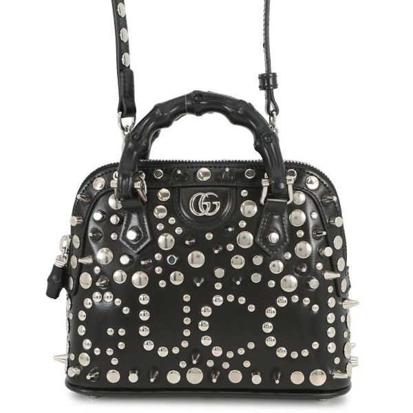 グッチ ハンドバッグ ダイアナ バンブー ズタッズ ミニ レザー/メタル