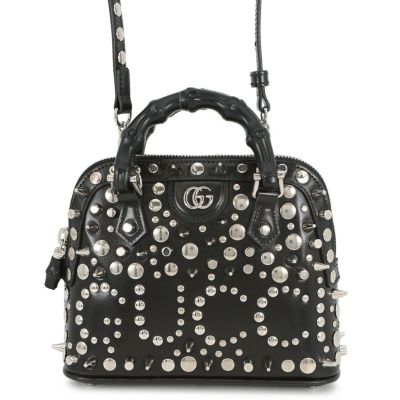 グッチ ハンドバッグ ダイアナ バンブー ズタッズ ミニ レザー/メタル