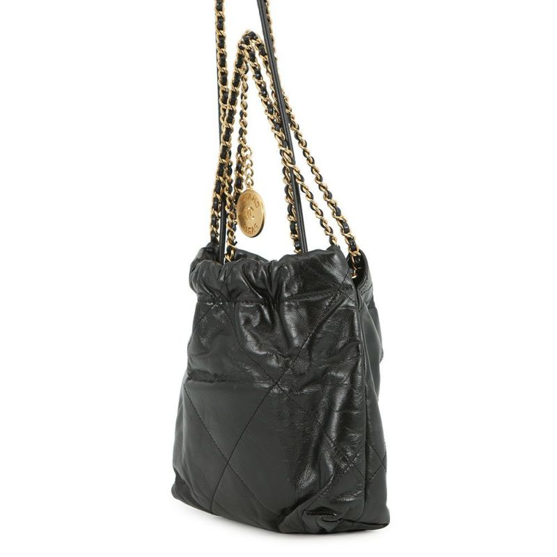 シャネル ハンドバッグ CHANEL 22 ミニ ココマーク シャイニーカーフレザー AS3980 CHANEL 2wayショルダー 黒