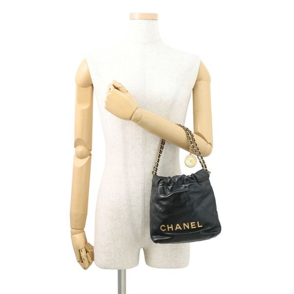 シャネル ハンドバッグ CHANEL 22 ミニ ココマーク シャイニーカーフレザー AS3980 CHANEL 2wayショルダー 黒