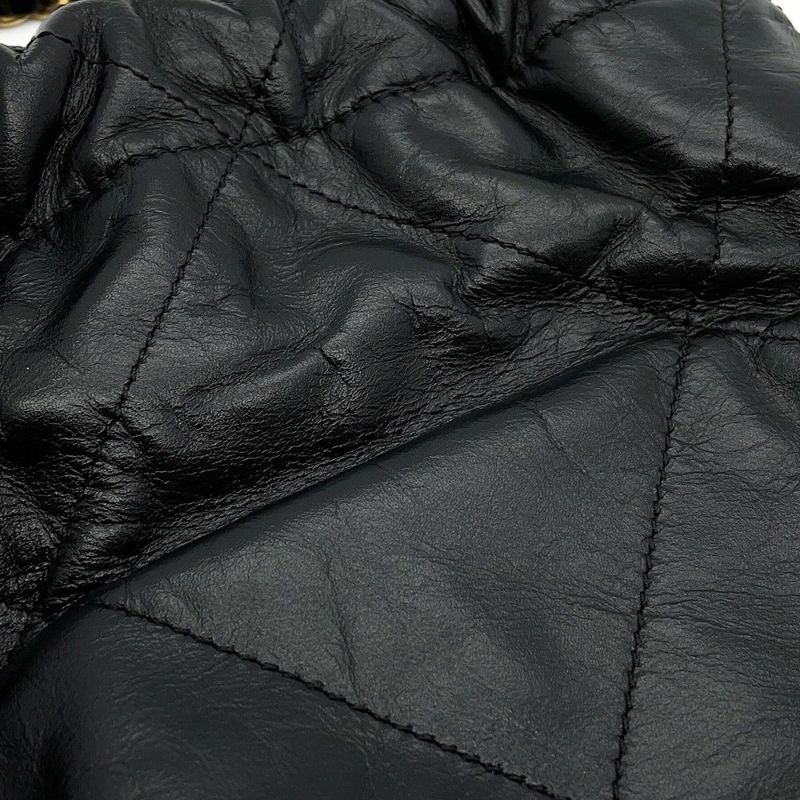 シャネル ハンドバッグ CHANEL 22 ミニ ココマーク シャイニーカーフレザー AS3980 CHANEL 2wayショルダー 黒