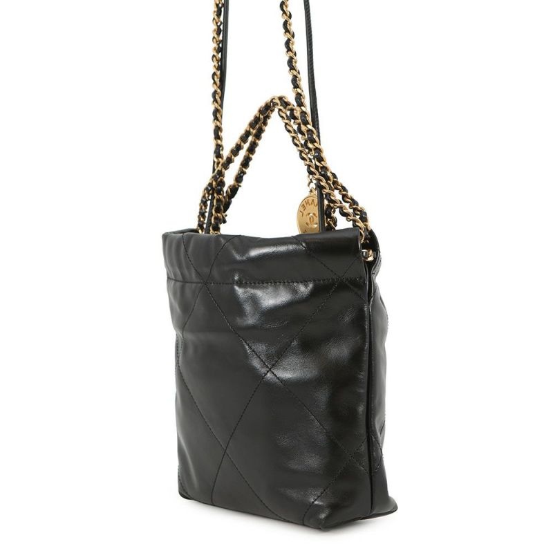 シャネル ハンドバッグ CHANEL 22 ミニ ココマーク シャイニーカーフレザー AS3980 CHANEL 2wayショルダーバッグ 黒
