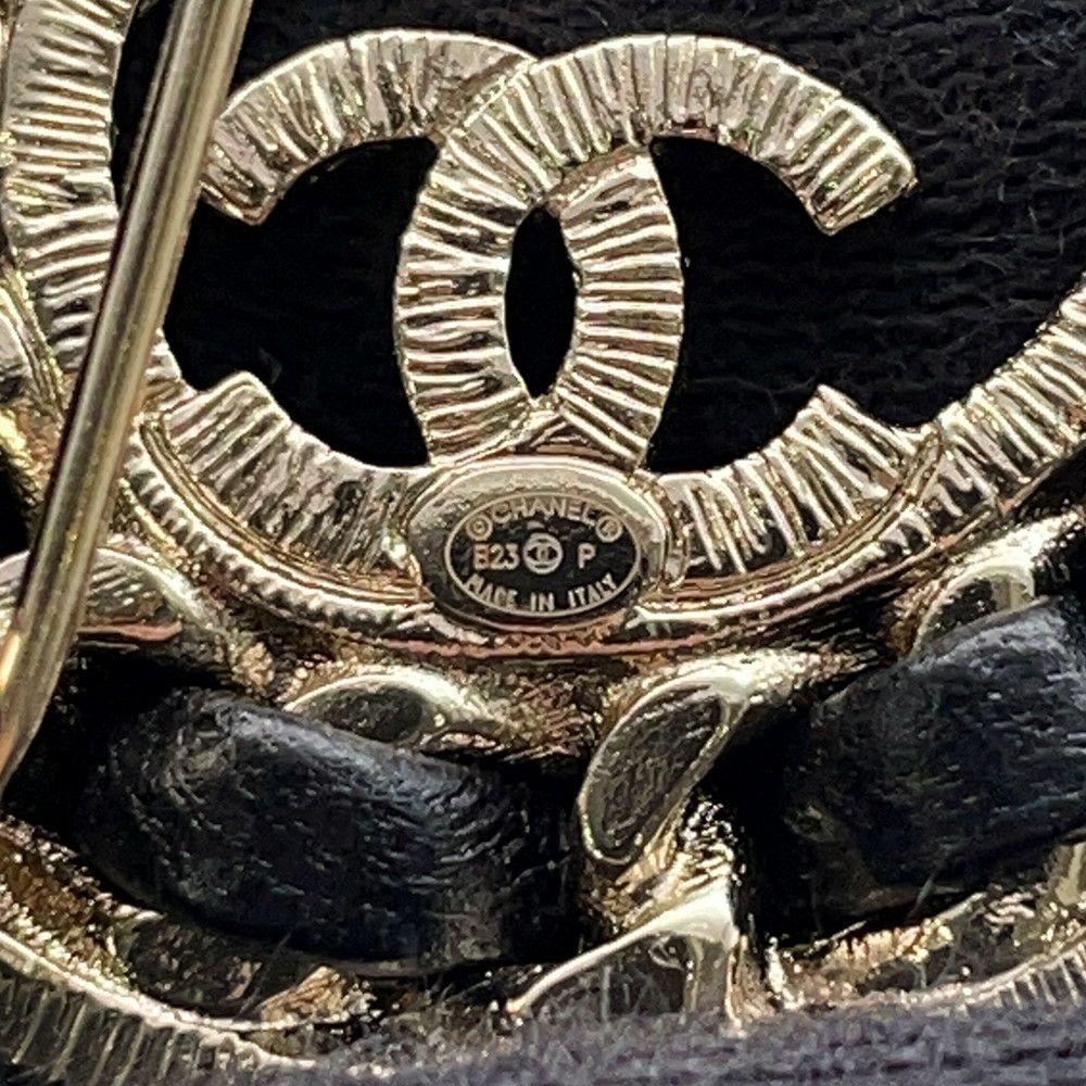 シャネル ブローチ NO.5 ココマーク ラインストーン レザー B23 P ABA170 CHANEL アクセサリー 黒