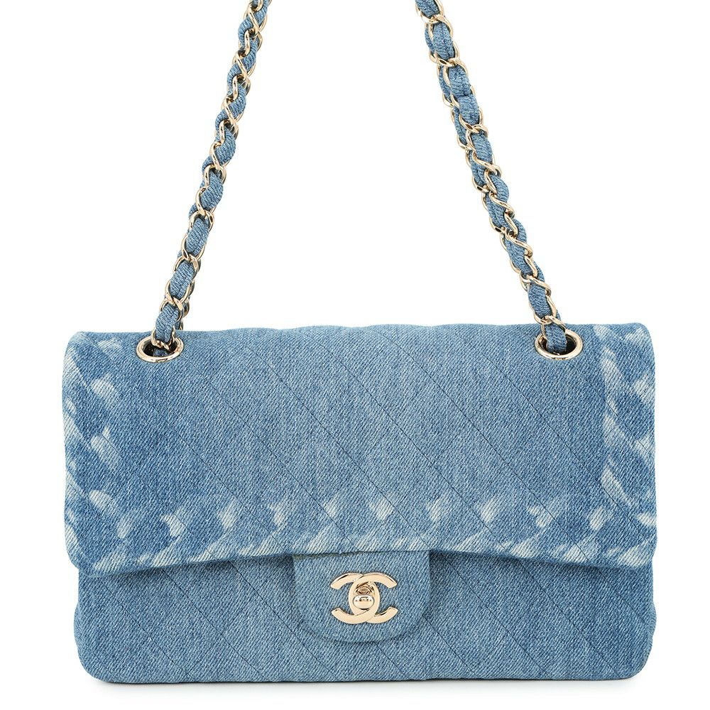 シャネル チェーンショルダーバッグ マトラッセ25 ココマーク ダブルチェーン デニム A01112 CHANEL