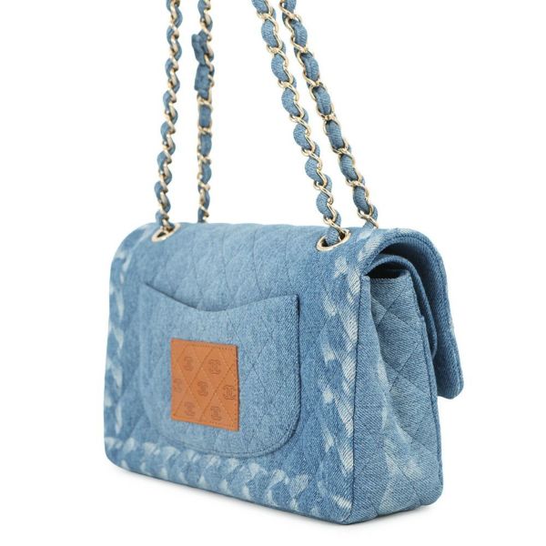 シャネル チェーンショルダーバッグ マトラッセ25 ココマーク ダブルチェーン デニム A01112 CHANEL