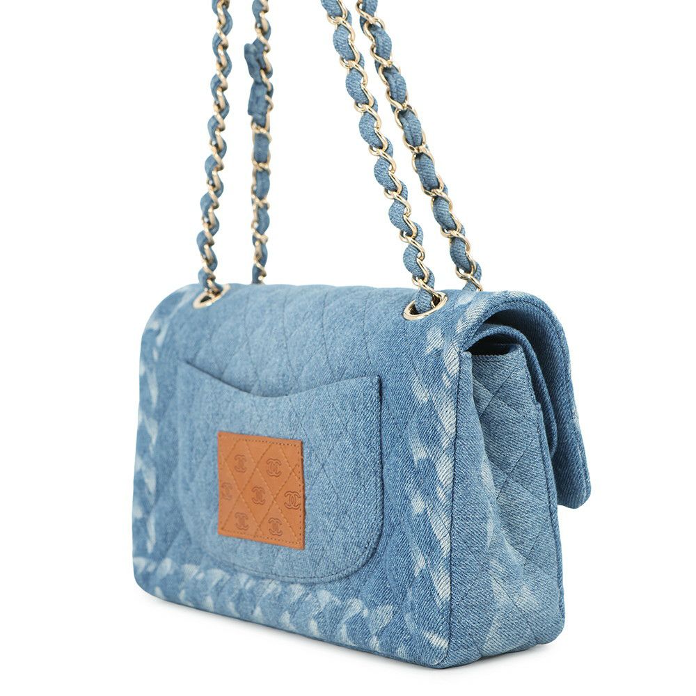 シャネル チェーンショルダーバッグ マトラッセ25 ココマーク ダブルチェーン デニム A01112 CHANEL