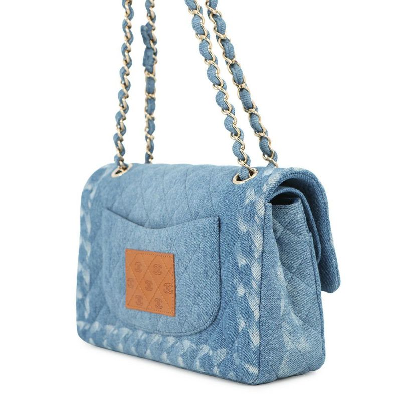 シャネル チェーンショルダーバッグ マトラッセ25 ココマーク ダブルチェーン デニム A01112 CHANEL