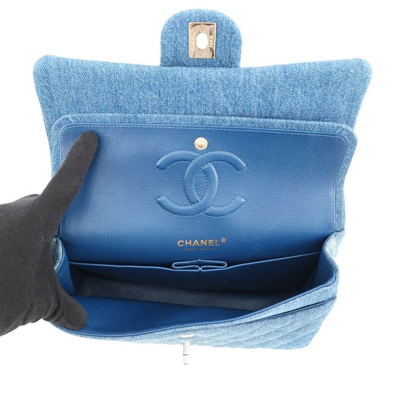 シャネル チェーンショルダーバッグ マトラッセ25 ココマーク ダブルチェーン デニム A01112 CHANEL