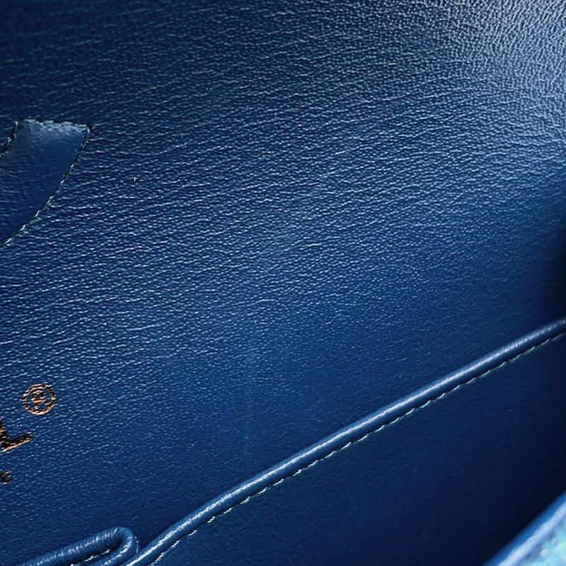 シャネル チェーンショルダーバッグ マトラッセ25 ココマーク ダブルチェーン デニム A01112 CHANEL