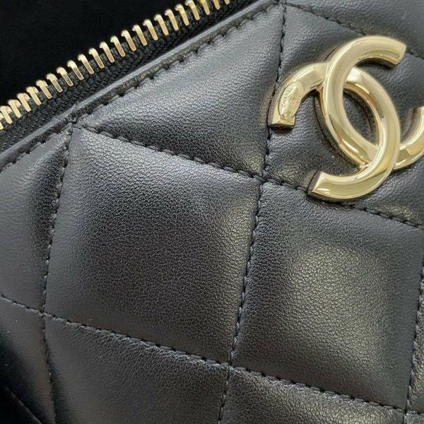 シャネル チェーンショルダーバッグ マトラッセ ココマーク ラムスキン AS1626 CHANEL バニティ  黒