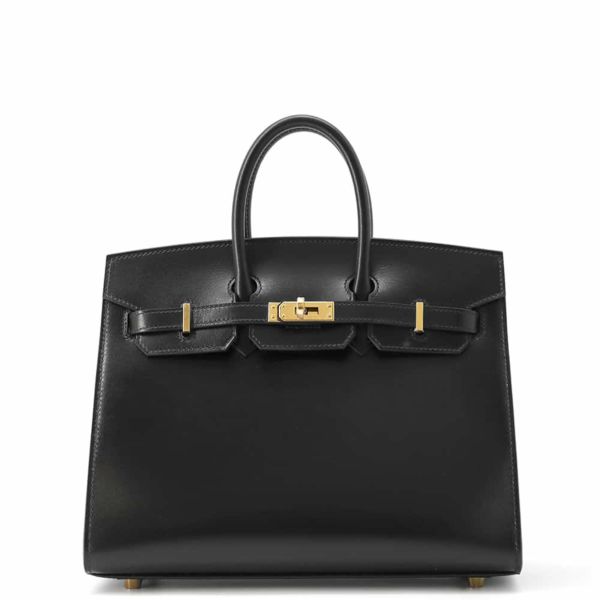 エルメス バーキン25 セリエ ブラック/ゴールド金具 ボックスカーフ W刻印 HERMES Birkin ハンドバッグ 黒