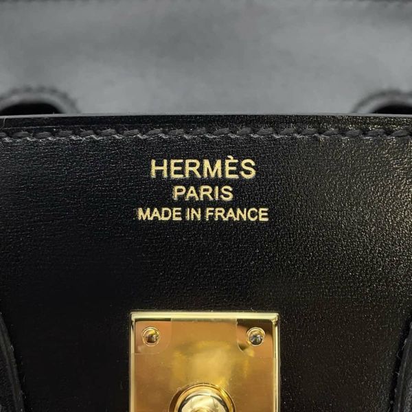 エルメス バーキン25 セリエ ブラック/ゴールド金具 ボックスカーフ W刻印 HERMES Birkin ハンドバッグ 黒