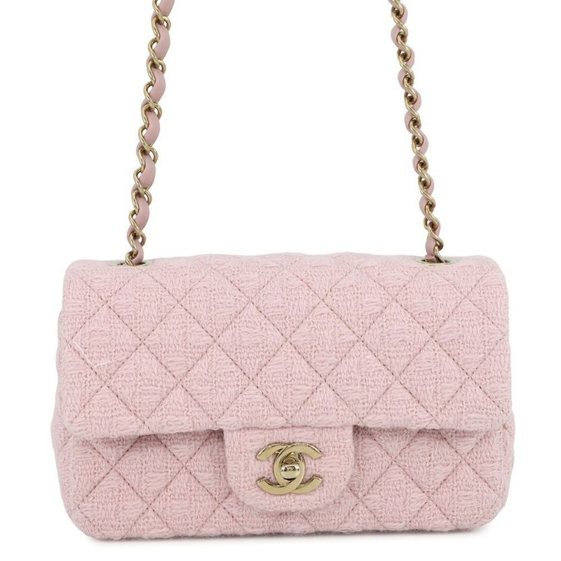 シャネル チェーンショルダーバッグ ミニ マトラッセ 20 ココマーク ツイード A69900 CHANEL