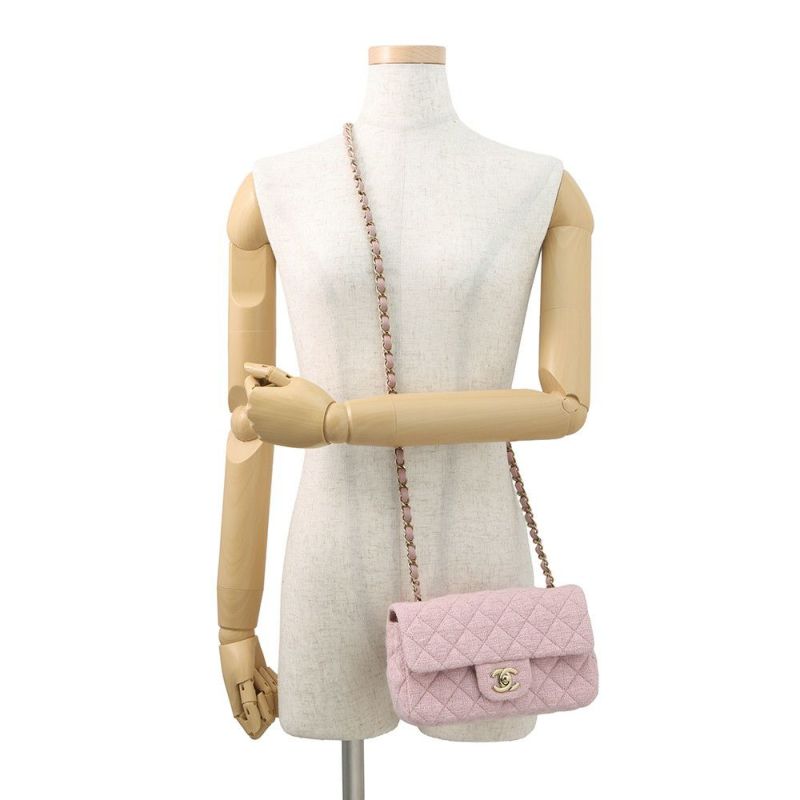 シャネル チェーンショルダーバッグ ミニ マトラッセ 20 ココマーク ツイード A69900 CHANEL