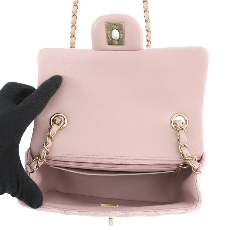 シャネル チェーンショルダーバッグ ミニ マトラッセ 20 ココマーク ツイード A69900 CHANEL