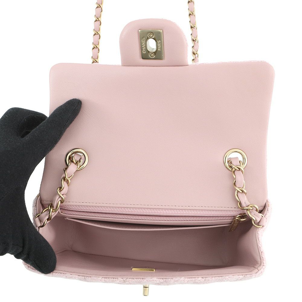 シャネル チェーンショルダーバッグ ミニ マトラッセ 20 ココマーク ツイード A69900 CHANEL