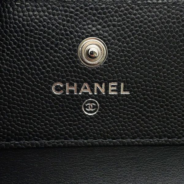 シャネル 三つ折り財布 ボーイシャネル ココマーク マトラッセ ウォレット キャビアスキン A80734 CHANEL 財布 黒
