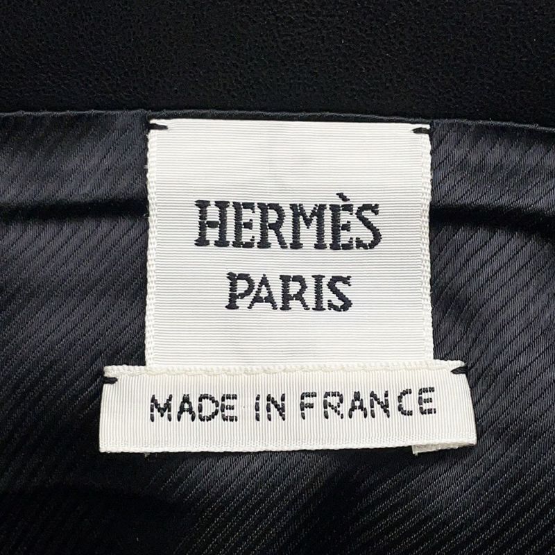 エルメス スカート バスク付き ウール レザー レディースサイズ36 HERMES ボトムス 黒