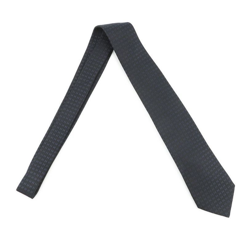 エルメス ネクタイ ファソネH  バイカラー シルク HERMES タイ メンズ 黒