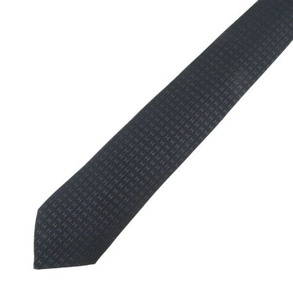 エルメス ネクタイ ファソネH  バイカラー シルク HERMES タイ メンズ 黒