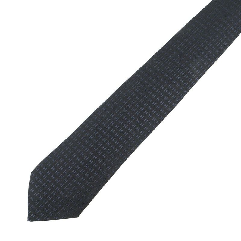 エルメス ネクタイ ファソネH  バイカラー シルク HERMES タイ メンズ 黒