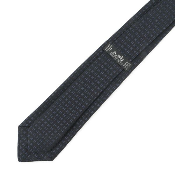 エルメス ネクタイ ファソネH  バイカラー シルク HERMES タイ メンズ 黒