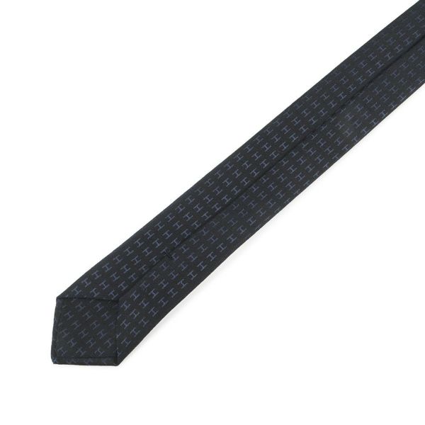 エルメス ネクタイ ファソネH  バイカラー シルク HERMES タイ メンズ 黒