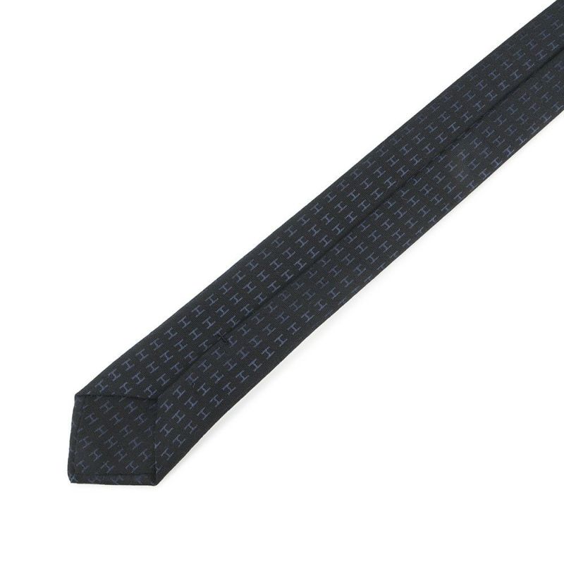 エルメス ネクタイ ファソネH  バイカラー シルク HERMES タイ メンズ 黒