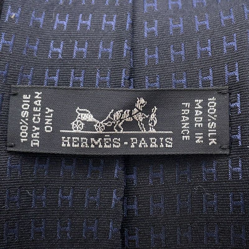 エルメス ネクタイ ファソネH  バイカラー シルク HERMES タイ メンズ 黒