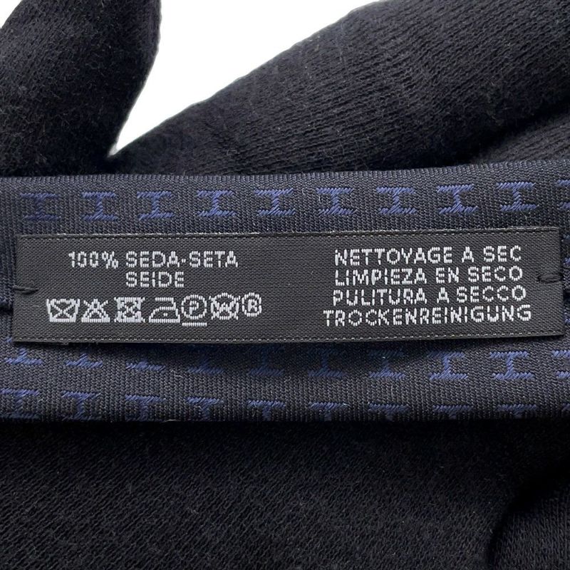 エルメス ネクタイ ファソネH  バイカラー シルク HERMES タイ メンズ 黒