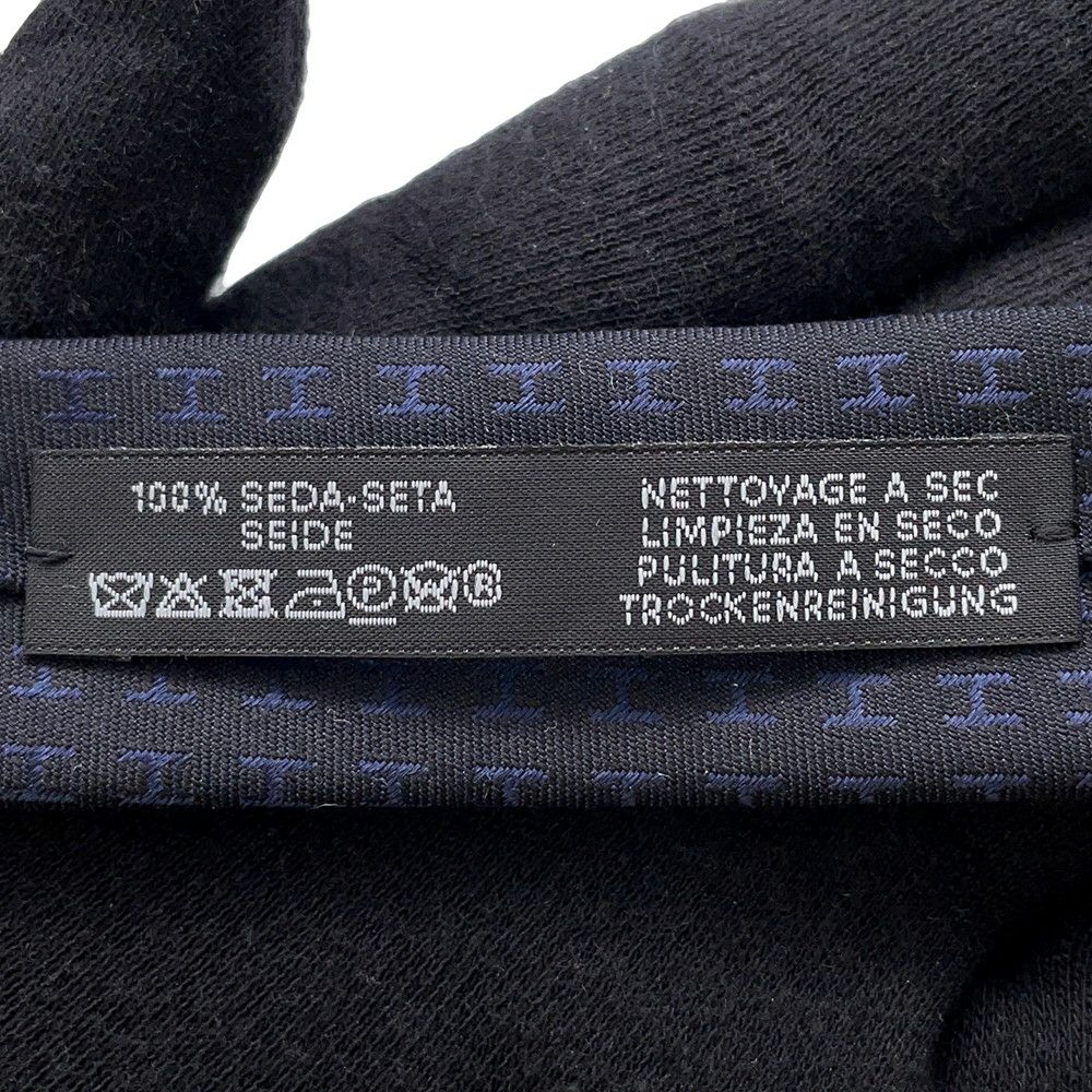 エルメス ネクタイ ファソネH  バイカラー シルク HERMES タイ メンズ 黒
