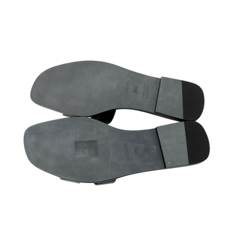 エルメス サンダル オラン レザー レディースサイズ38 1/2 HERMES 靴 黒