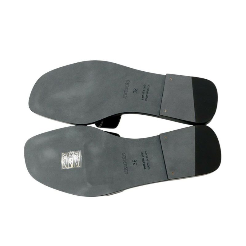 エルメス サンダル オラン レザー レディースサイズ36 HERMES 靴 黒