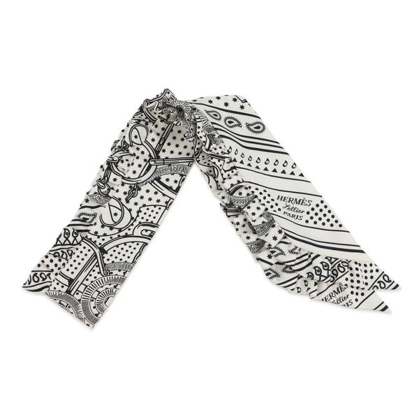エルメス スカーフ ツイリー フリル エプロン・ドール・バンダナ シルク HERMES 2024年春夏 黒 白
