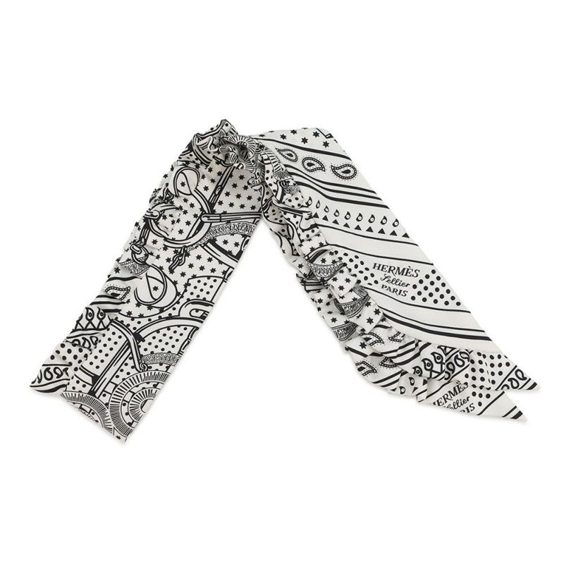 エルメス スカーフ ツイリー フリル エプロン・ドール・バンダナ シルク HERMES 2024年春夏 黒 白
