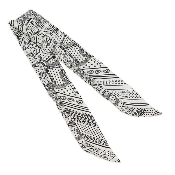 エルメス スカーフ ツイリー フリル エプロン・ドール・バンダナ シルク HERMES 2024年春夏 黒 白
