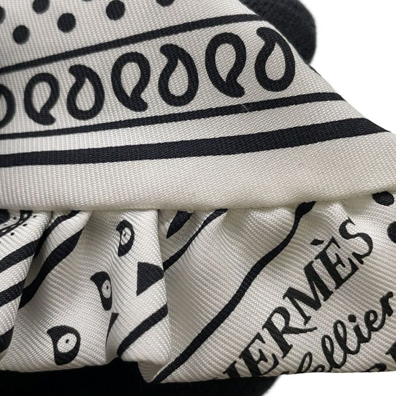 エルメス スカーフ ツイリー フリル エプロン・ドール・バンダナ シルク HERMES 2024年春夏 黒 白