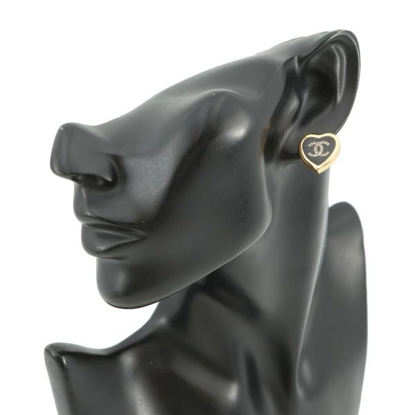 シャネル イヤリング ココマーク ハート ラインストーン F25B ABG311 CHANEL アクセサリー 黒