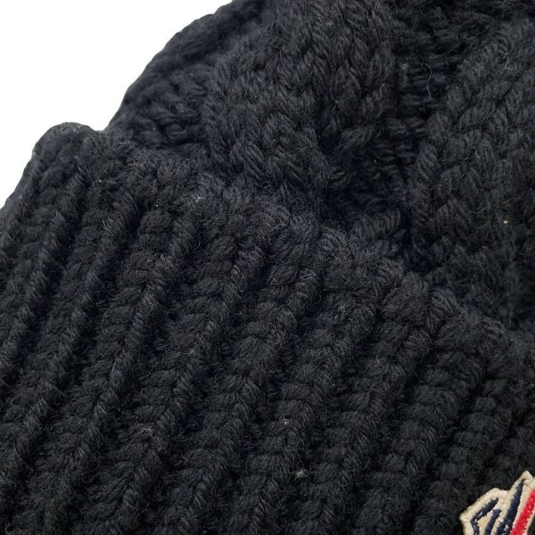 モンクレール ニット帽 ロゴ グルノーブル ウール MONCLER 帽子 黒