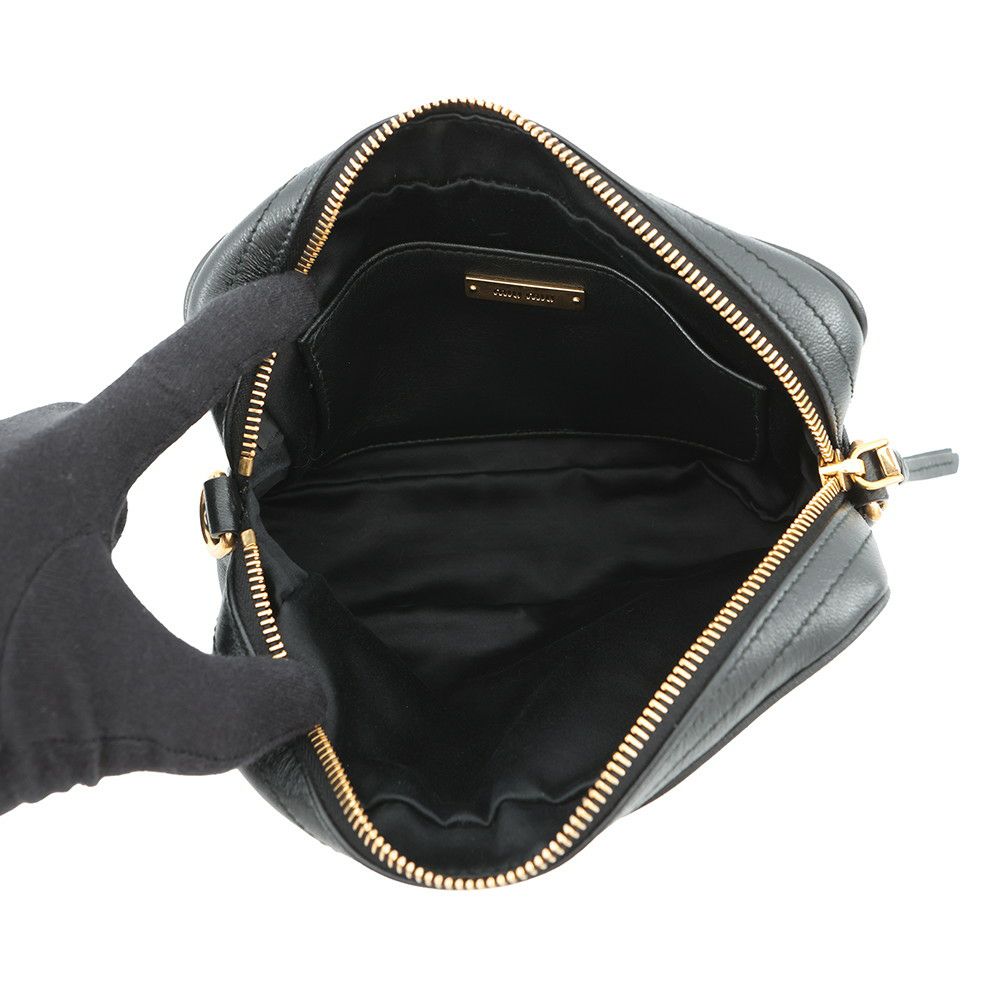 ミュウミュウ チェーンショルダーバッグ マテラッセ ビジュー レザー 5BH118 MIUMIU 黒