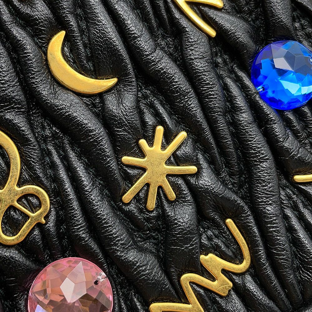 ミュウミュウ チェーンショルダーバッグ マテラッセ ビジュー レザー 5BH118 MIUMIU 黒