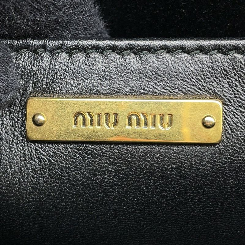 ミュウミュウ チェーンショルダーバッグ マテラッセ ビジュー レザー 5BH118 MIUMIU 黒