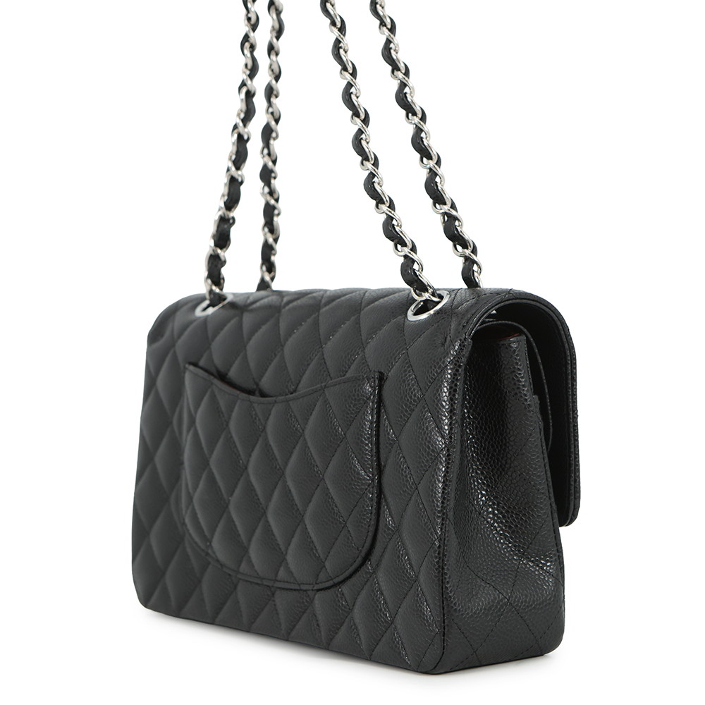 シャネル チェーンショルダーバッグ マトラッセ25 ココマーク ダブルチェーン キャビアスキン A01112 CHANEL 黒