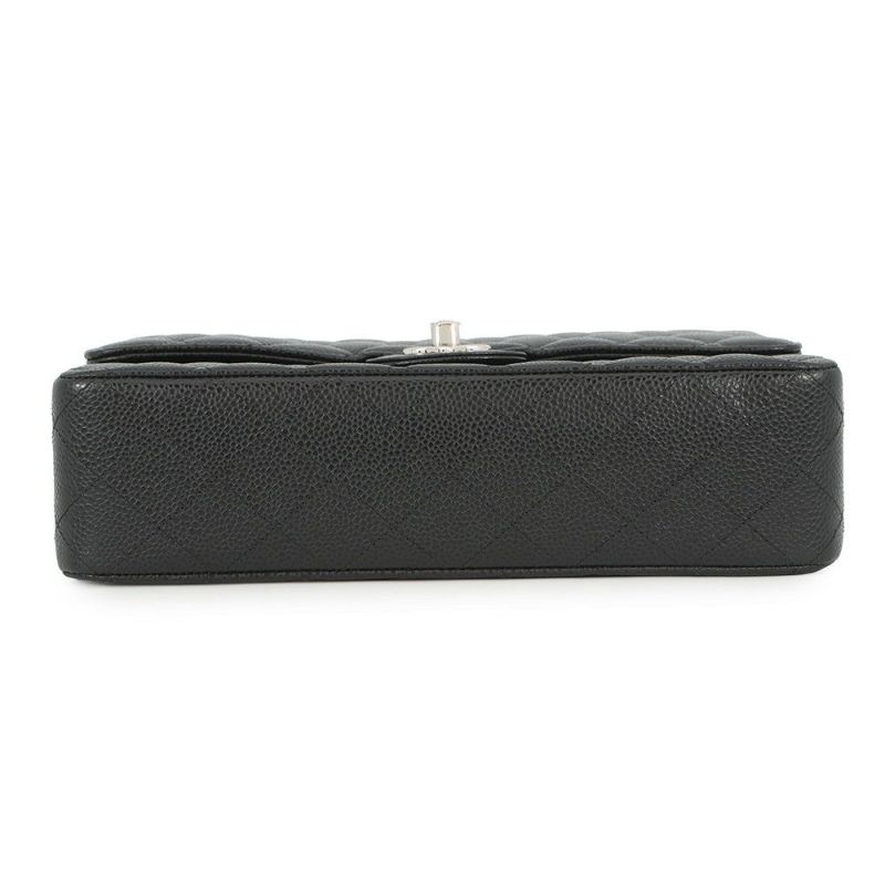 シャネル チェーンショルダーバッグ マトラッセ25 ココマーク ダブルチェーン キャビアスキン A01112 CHANEL 黒