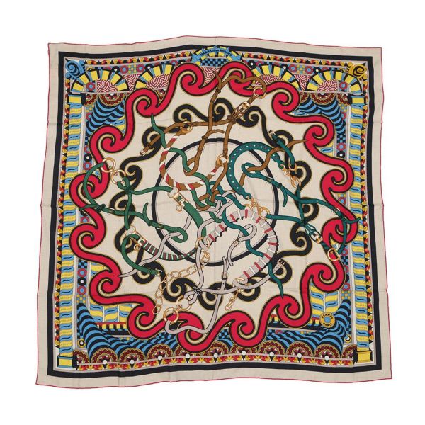 エルメス ストール カレ140 カレ・ジェアン ハーネスのバラ窓 Harnais en Rosace カシミヤ シルク HERMES 2022秋冬