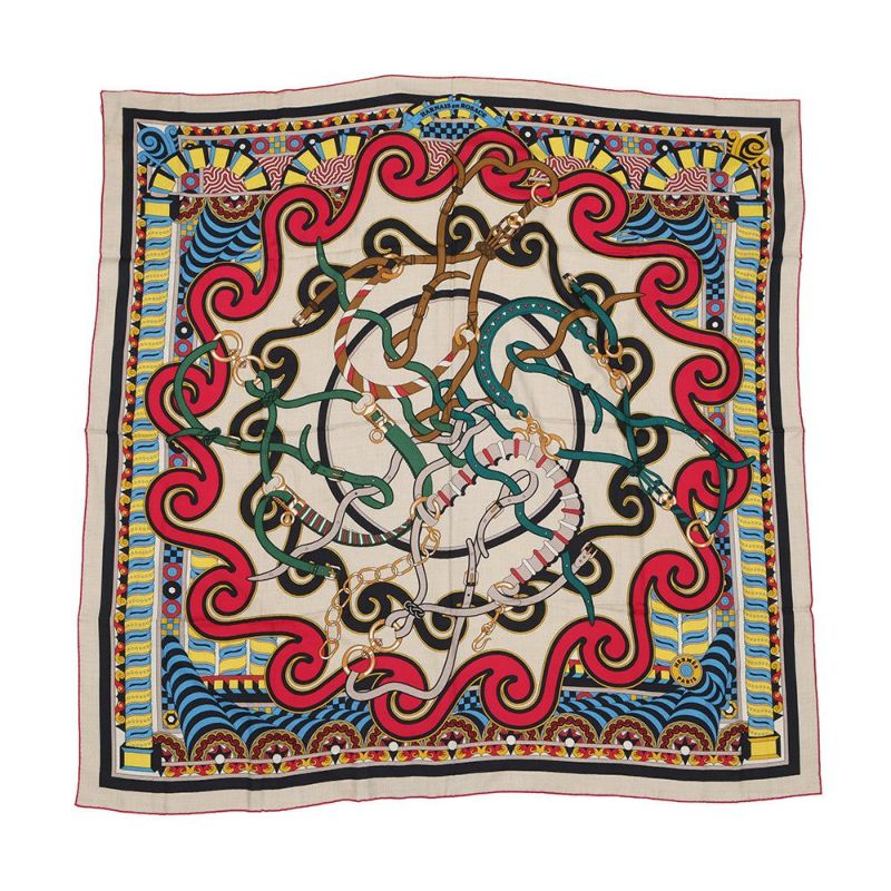 エルメス ストール カレ140 カレ・ジェアン ハーネスのバラ窓 Harnais en Rosace カシミヤ シルク HERMES 2022秋冬