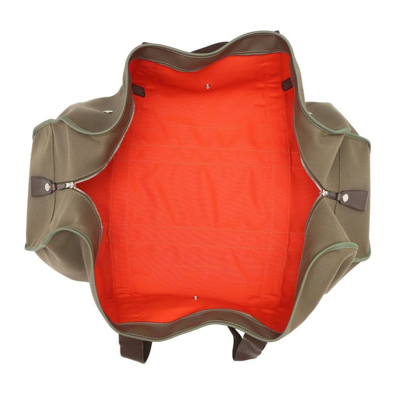 エルメス ボストンバッグ サックドパンサージュ カーキ/シルバー金具 トワルシェブロン/キャンバス X刻印 ブーツ＆ヘルメットバッグ