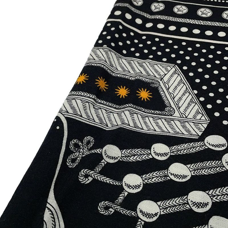 エルメス ストール カレ140 カレジェアン ズアヴとドラゴン Zouaves et Dragons HERMES シルク カシミヤ 2023年秋冬 黒