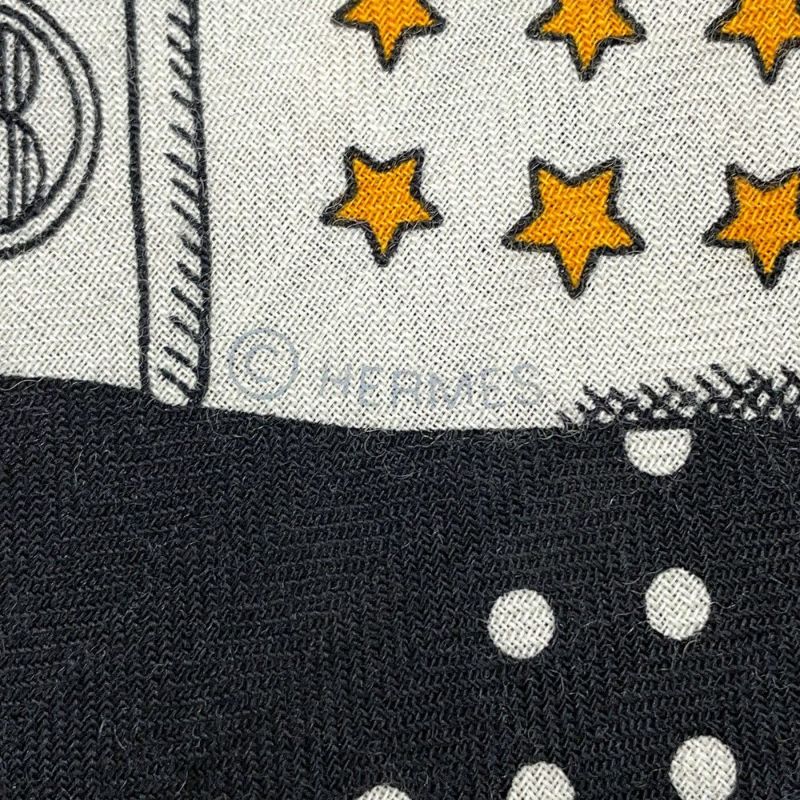 エルメス ストール カレ140 カレジェアン ズアヴとドラゴン Zouaves et Dragons HERMES シルク カシミヤ 2023年秋冬 黒